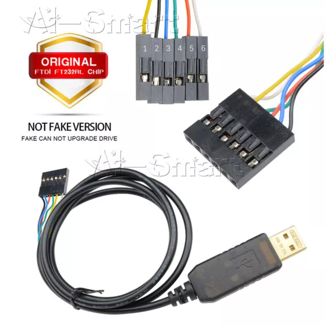 6PIN Original FTDI FT232RL USB to TTL RS232 Serial Adapter Cable for Arduino AVR