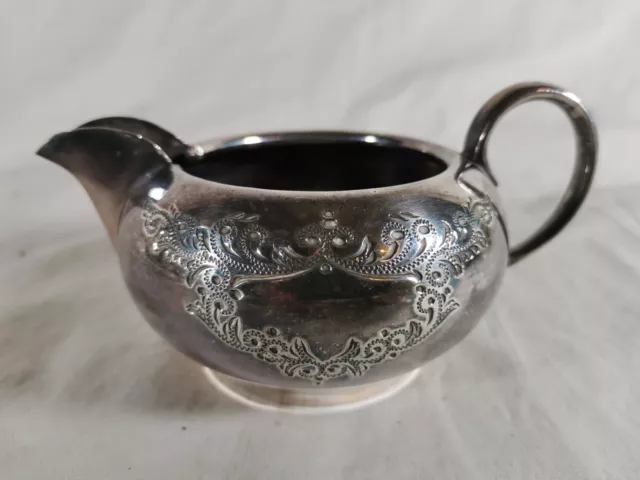 Antique James Dixon & Sons Ornate Silver Plated Squat Creamer / Milk Jug EPBM