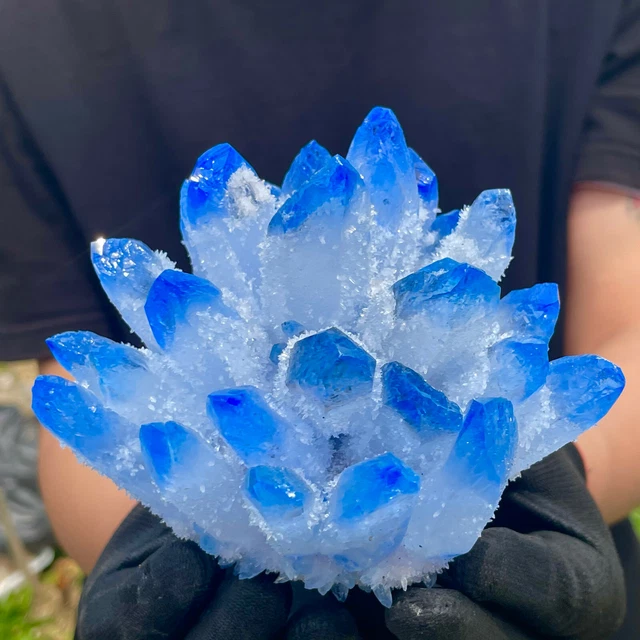 2.17LB New Find sky blue Phantom Quartz Crystal Cluster Mineral Specimen Healing