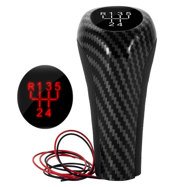 Pomello Manuale In Fibra di Carbonio con Retroilluminazione LED Rosso Pelle R5N2