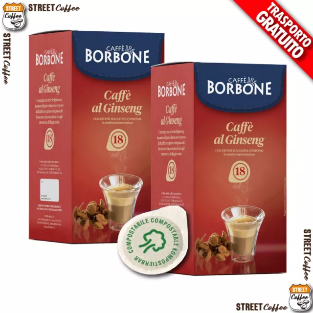 18 Cialde Caffe al Ginseng in Carta Caffè Borbone ESE 44 mm Filtrocarta gratis