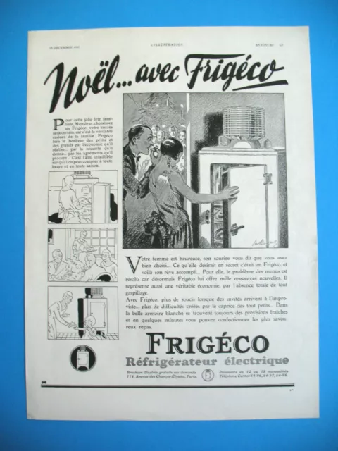 Publicite De Presse Frigeco Refrigerateur Pour Noel French Ad 1930