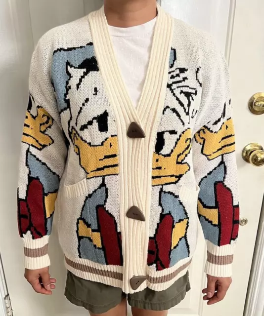 Women’s Knit Cardigan Sweater Donald Duck with Pockets Size M 3