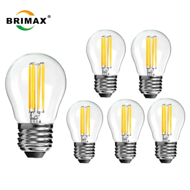 6Pack LED Light Bulbs E26 4W 6W Base Glass Globe Bulbs Dimmable for String Light