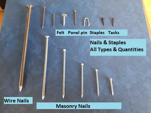 NAILS - All Types and Sizes - For Wood & Masonry Felt Panel Pins Cut Tacks