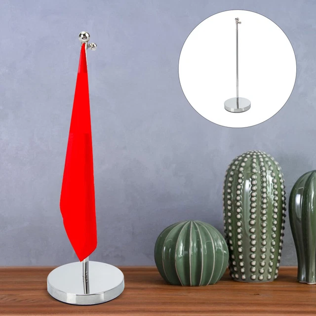 DHER Lot De 8 Mini Supports De Drapeau De Bureau – Base Lestée Noire Avec 1 Trou – Stable & Élégant