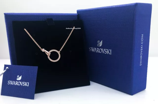 New SWAROVSKI Rose Gold Crystals Symbolic Hand Ring Pendant Necklace 5489573