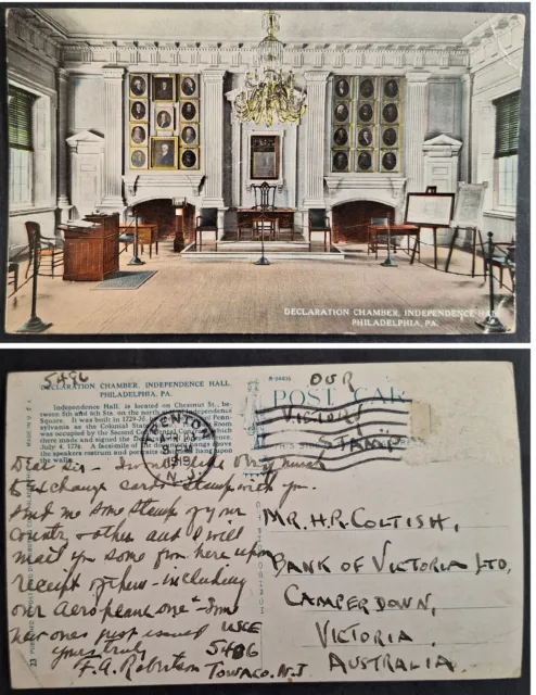 1919 United States Postcard-Declaration Chamber cd Trenton