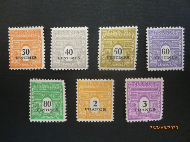 Timbre France 1945 Neuf Yt 702/703/704/705/706/709/711 Arc De Triomphe