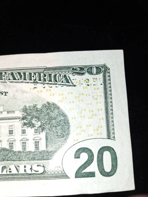 2009 $20 Dollar Bill Ink Error Bleed Through Reverse Of Note on serial number
