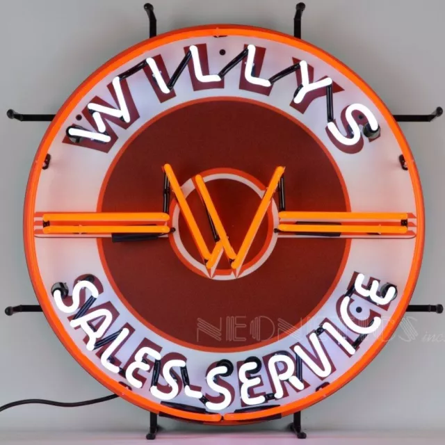 Willys Sales Services Jeep Neon Sign 24"x24" With HD Vivid Printing