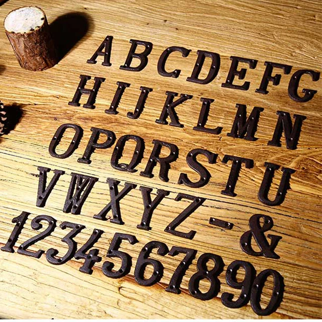 Cast Wrought Iron Black Antique House Door Alphabet Letters and Numbers 3