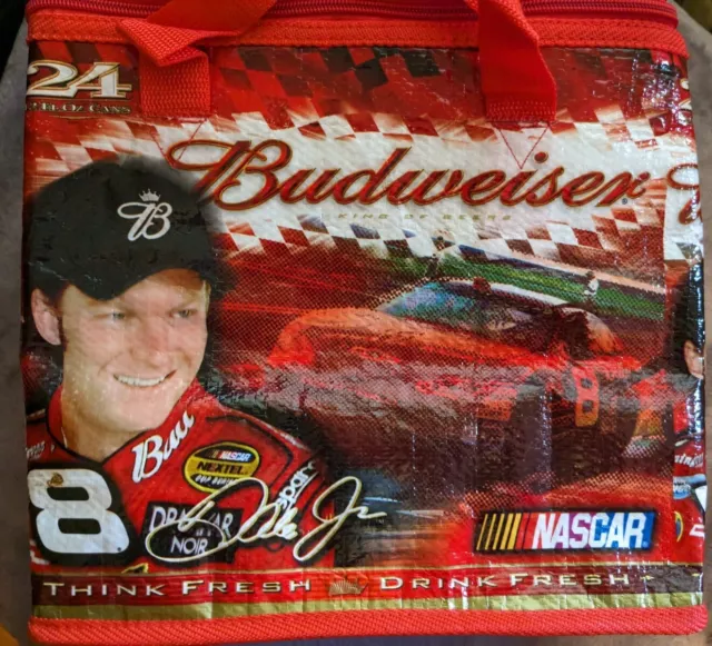 Budweiser Beer DALE EARNHARDT Jr. Soft sided Insulated NASCAR COOLER. 12-Pack.