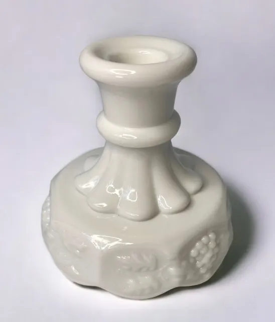 Milk Glass Candle Holder Vintage Westmoreland  Paneled Grape Pattern