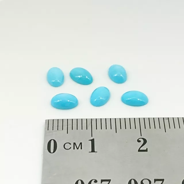 NATURAL TURQUOISE x2 - 6 x 4mm Oval Cabochon Cut Loose Gemstones Sleeping Beauty