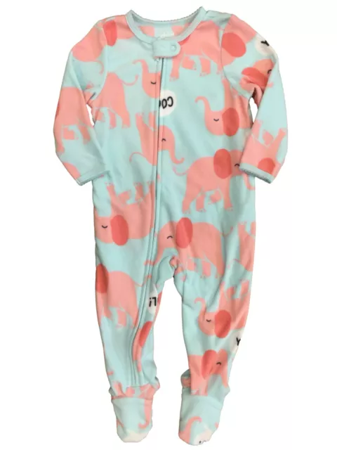 Carters Infant & Toddler Girls Blue & Pink Elephant Sleeper Footie Pajamas 3T