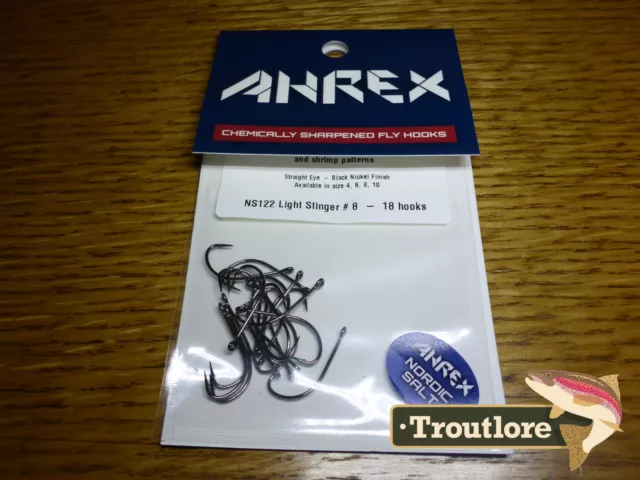 18 x AHREX NS122 #8 NORDIC SALT LIGHT STINGER HOOKS NEW FLY TYING MATERIALS