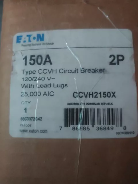 EATON 150 CCVH2150X 150 AMP CIRCUIT BREAKER 240 V Tenant New In The Box