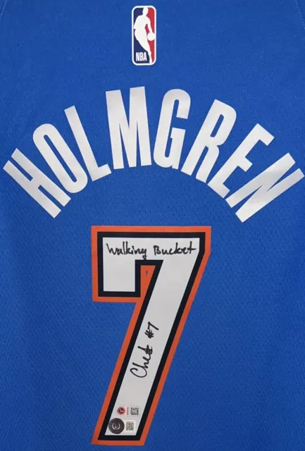 Chet Holmgren "Walking Bucket" Signed Thunder NBA Nike Jersey BAS USASM LE 10/10