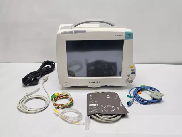 Patient Monitor Philips MP50+M3001A+M3015A Modules A01C06,CO6 ETCO2 Option