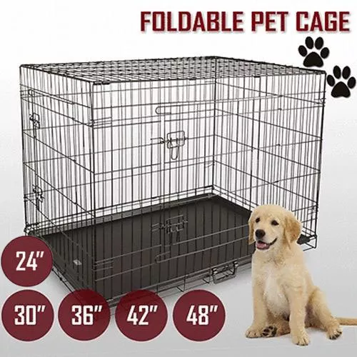 Collapsible Pet Dog Cage Wire Metal Crate Kennel Portable Puppy Cat Rabbit House