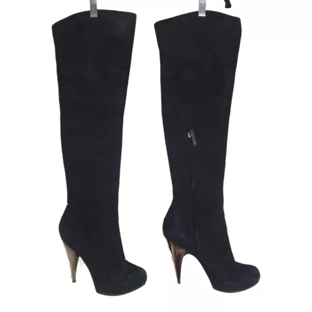 Giuseppe Zanotti Womens Boots OTK Black Suede Leather Thigh High Heel Shoe 40 10