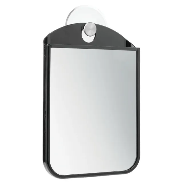 mDesign miroir de douche antibuée pour rasage avec ventouse – noir/argenté mat