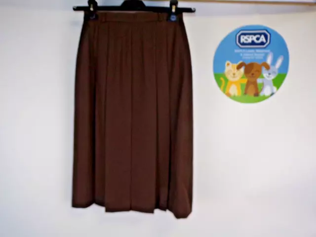 Vintage St Michaels Brown 100% Wool Pleated Skirt Size 10