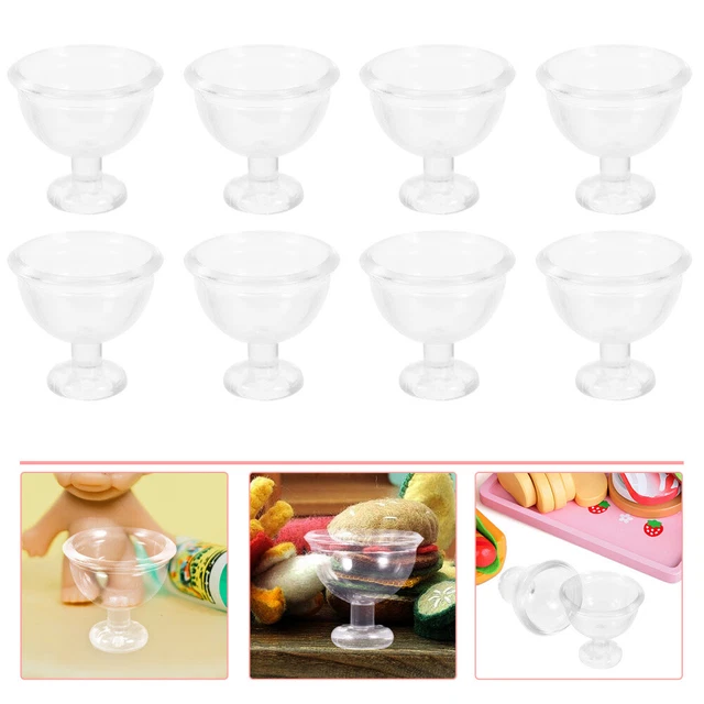 12 tazas de plástico para casa de muñecas mini tazas de espuma transparente