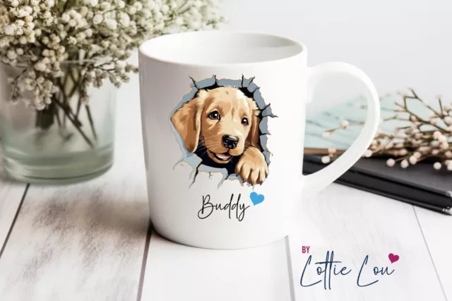 Personalisierte Tasse Golden Retriever-  Hund mit Wunsch Name oder Text