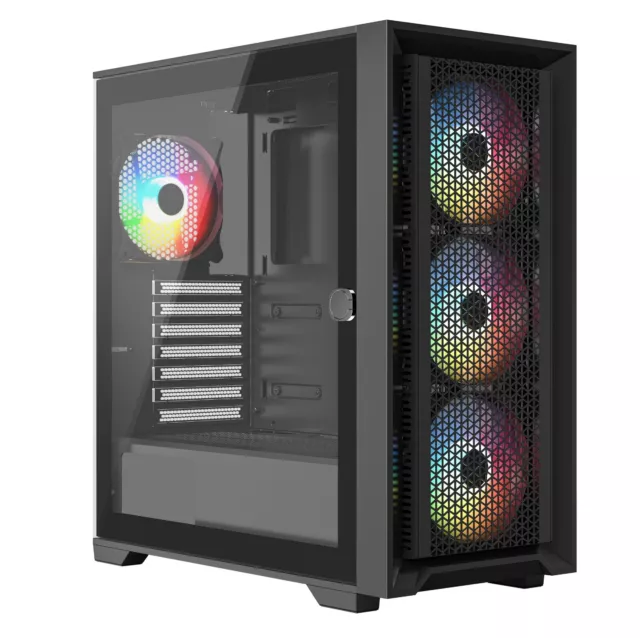 iONZ KZ-22 V2 PC Gaming Case - Mid Tower ATX Hinged Temp Glass - High Airflow