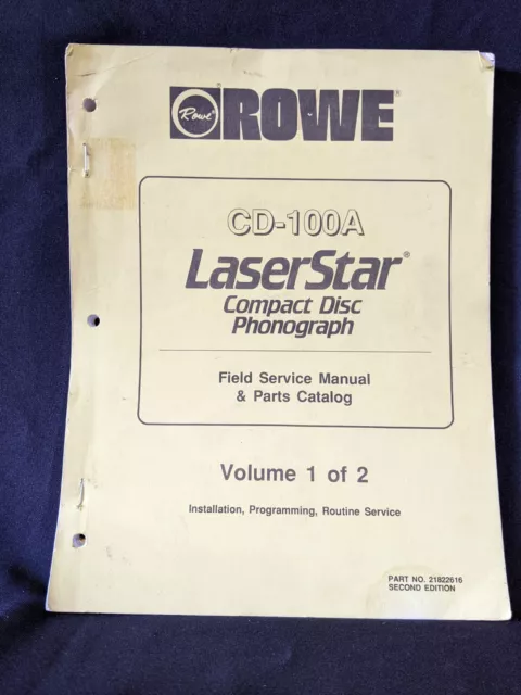 Oem Rowe Laserstar Cd Jukebox 100A Manual Volume 1 Parts Field Service