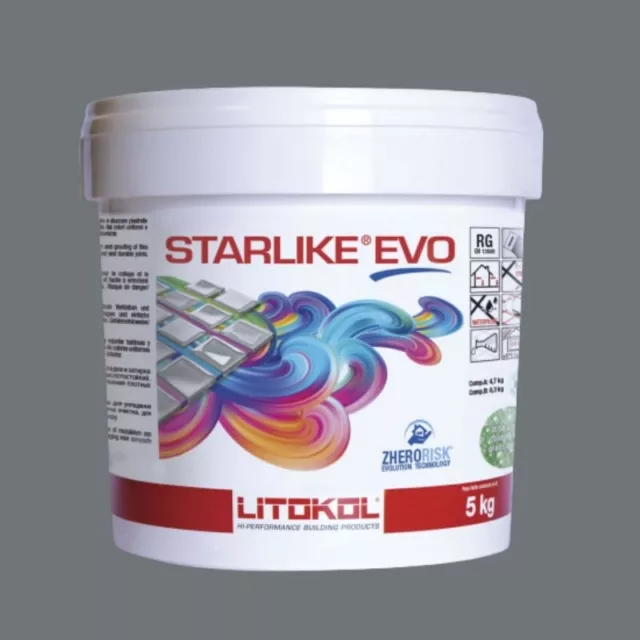 Litokol Starlike Evo 130 Grigio De Antracita Resina Epoxy Pegamento Fuga 5KG