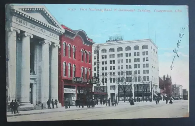 First National Bank & Stambaugh Building Youngstown OH Posted DB Postcard
