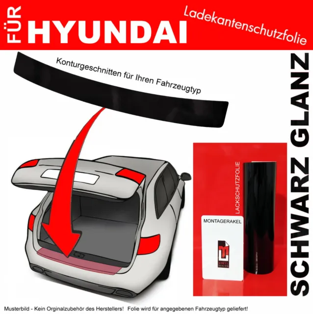 Ladekantenschutz Folie für Hyundai i30 Schrägheck GD 2012-2016 Schwarz glanz