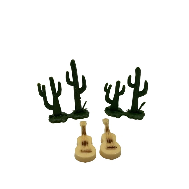 Vintage Southwest Cake Toppers Cactus Guitar Western Dollhouse Miniature
