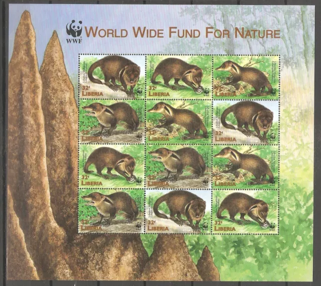 Manguste WWF 1998 Liberia Kleinbogen postfrisch