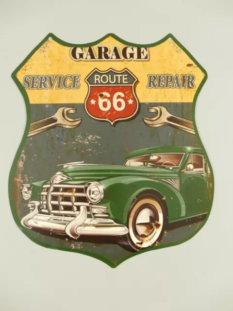 Shabby Blechschild Eisen Motor Gas Eisen Route 66 Motor  H.35x30cm