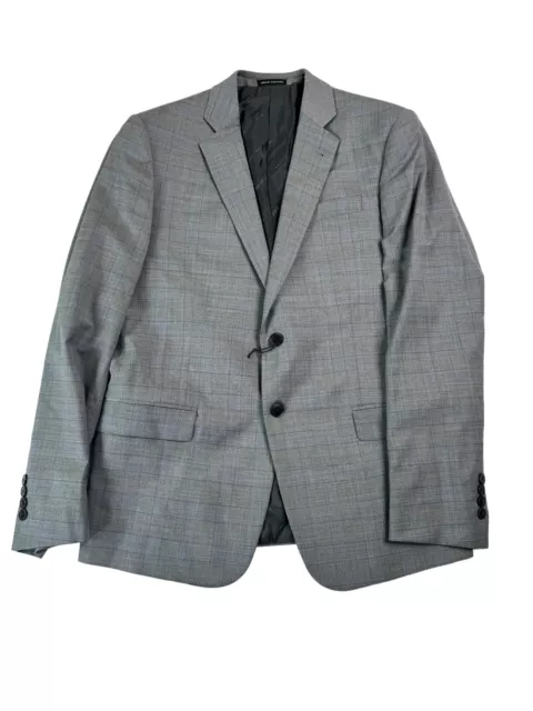 AX Armani Exchange Men's Slim Fit Grey Blue Plaid Suit Jacket 42S Sport Coat