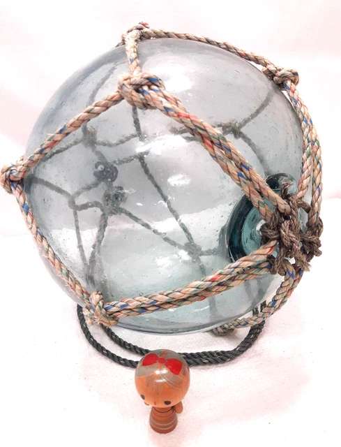 Vintage Japanese Authentic Working 12" GLASS FISHING FLOAT Net Nautical #27