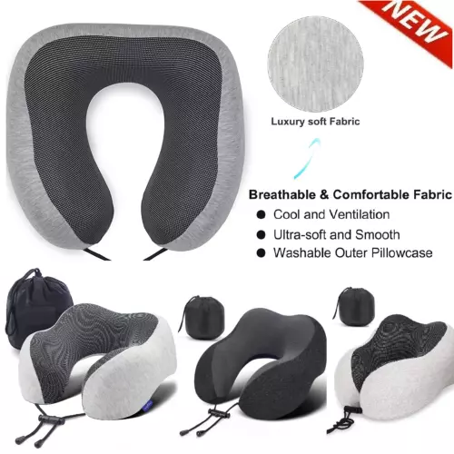 Memory Foam U-Shaped Travel Pillow Neck Support Head Rest Car Plane Soft Cushion