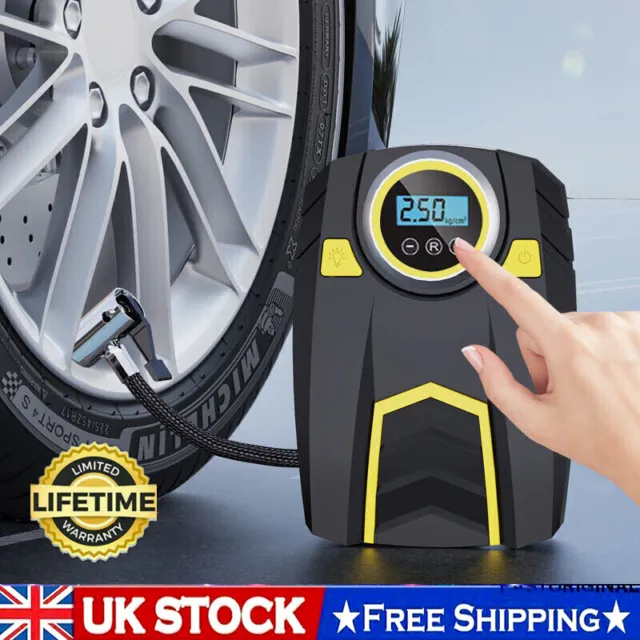 UK Car Tyre Inflator Pump Digital Portable Tyre Air Compressor Pump 12V Electric