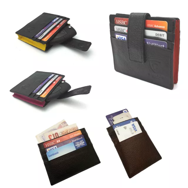 Mens Women Real Genuine Leather High Quality Slim Thin Wallet Oyster Travel Card