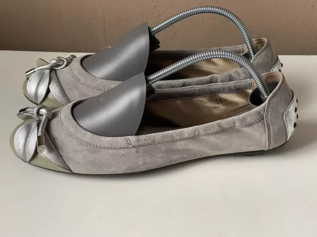 TOD’S Ladies Grey Leather Ballerinas Flats EU Size 38.5