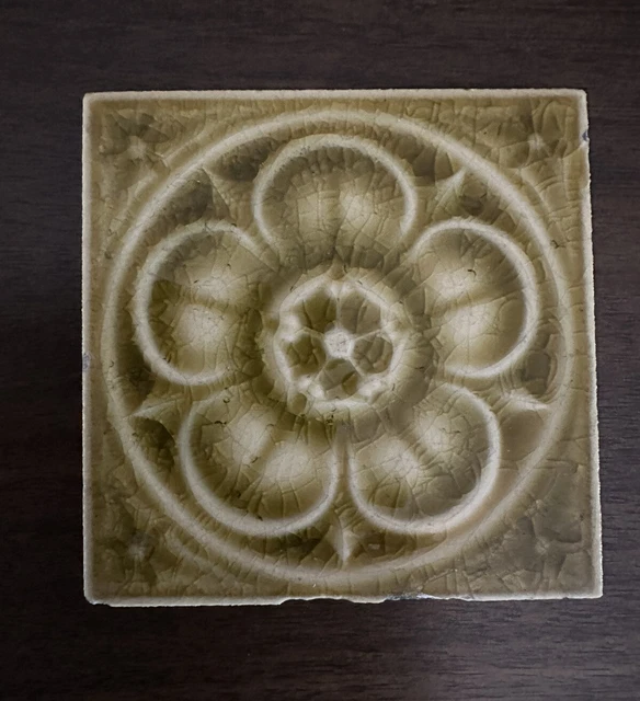 Trent Tile Works Trenton New Jersey Antique Studio Art Pottery Flower Tile