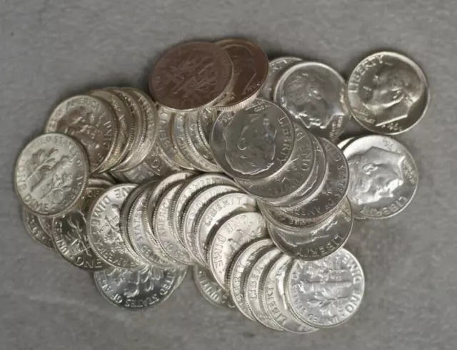Roosevelt Silver Dime Roll 50 Coins 90% Silver