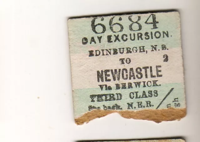 Railway  ticket NER Newcastle - Edinburgh N.B 1910