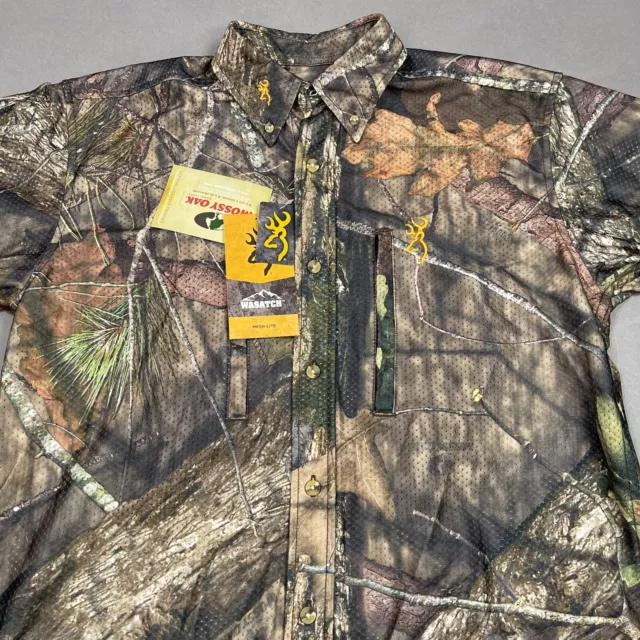 Browning Shirt Mens Medium Brown Wasatch Mesh Lite Mossy Oak Back Country Hunt