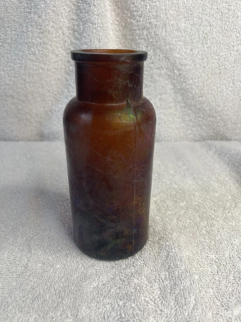 Vintage Amber Brown Apothecary Medicine Bottle Jar Glass