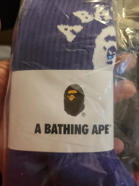BAPE A Bathing Ape Crew Socks PURPLE WHITE  NEW